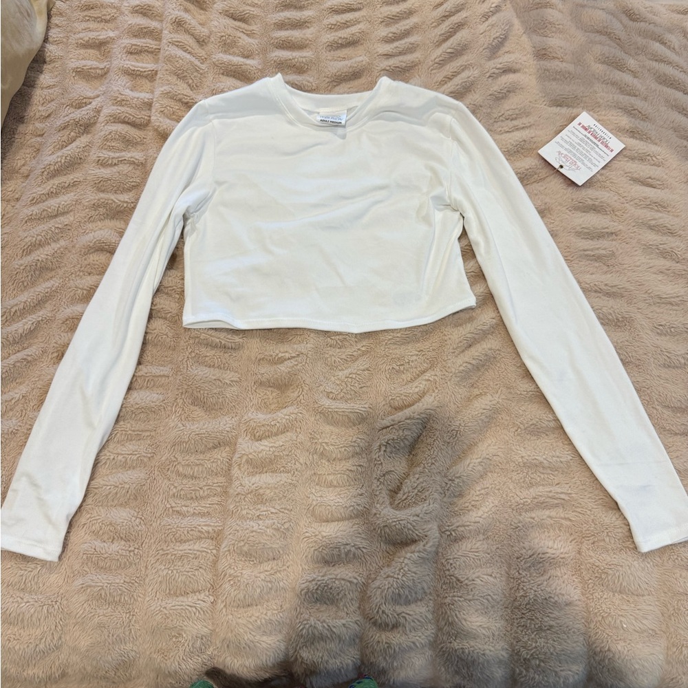 Tiger Friday White Long Sleeve Crop Top